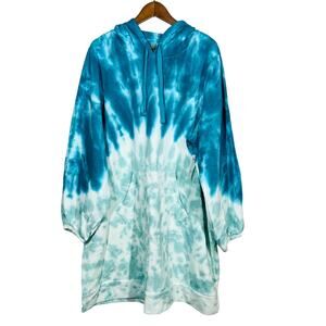 NEW! Lane Bryant Livi Activewear Hooded Sweatshirt Oversize Tie Dye Teal - 22/24